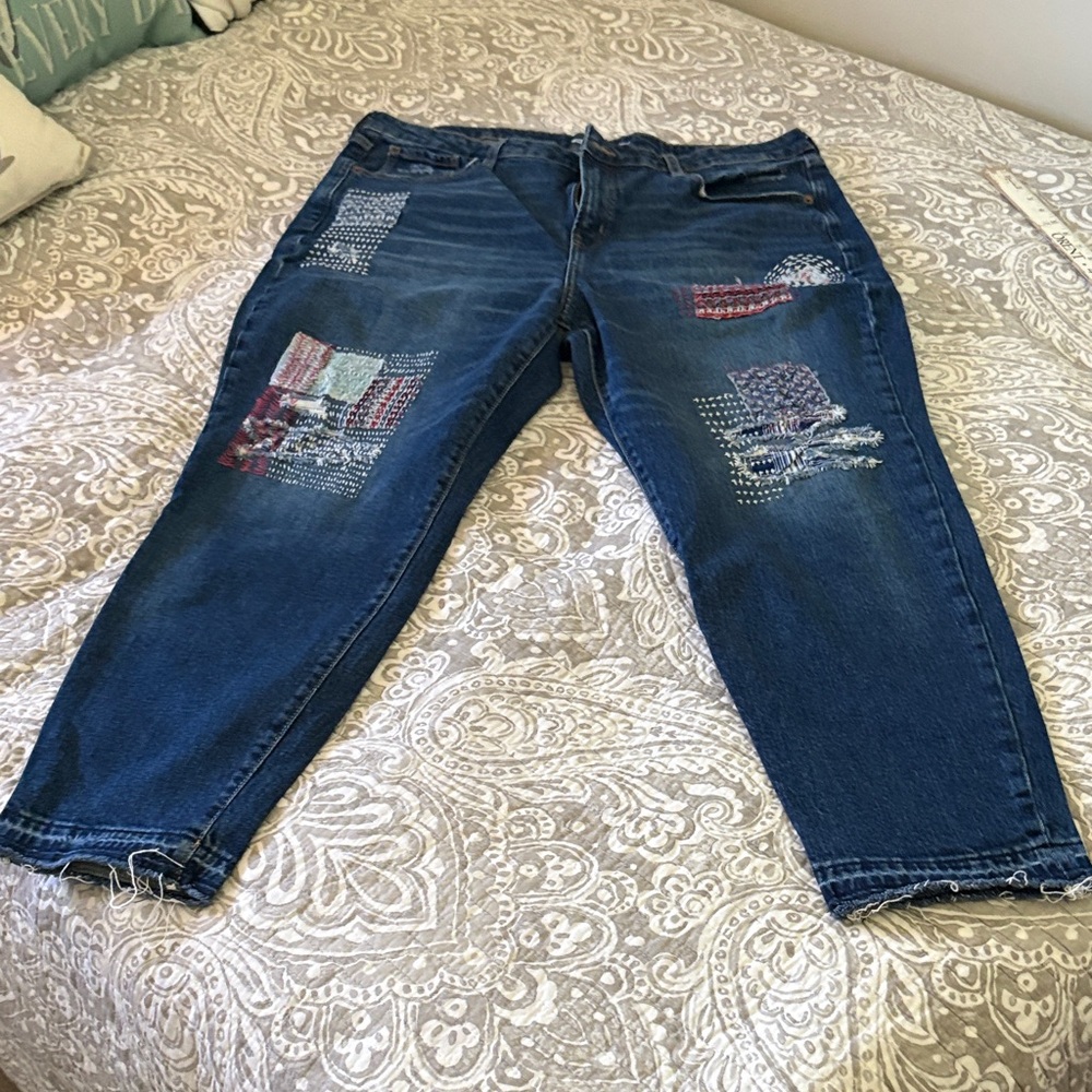 Old Navy Dark Blue Skinny Jeans with Patchwork